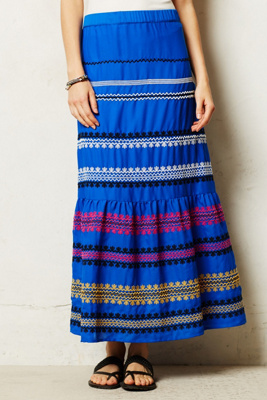 Lapis Embroidered Skirt