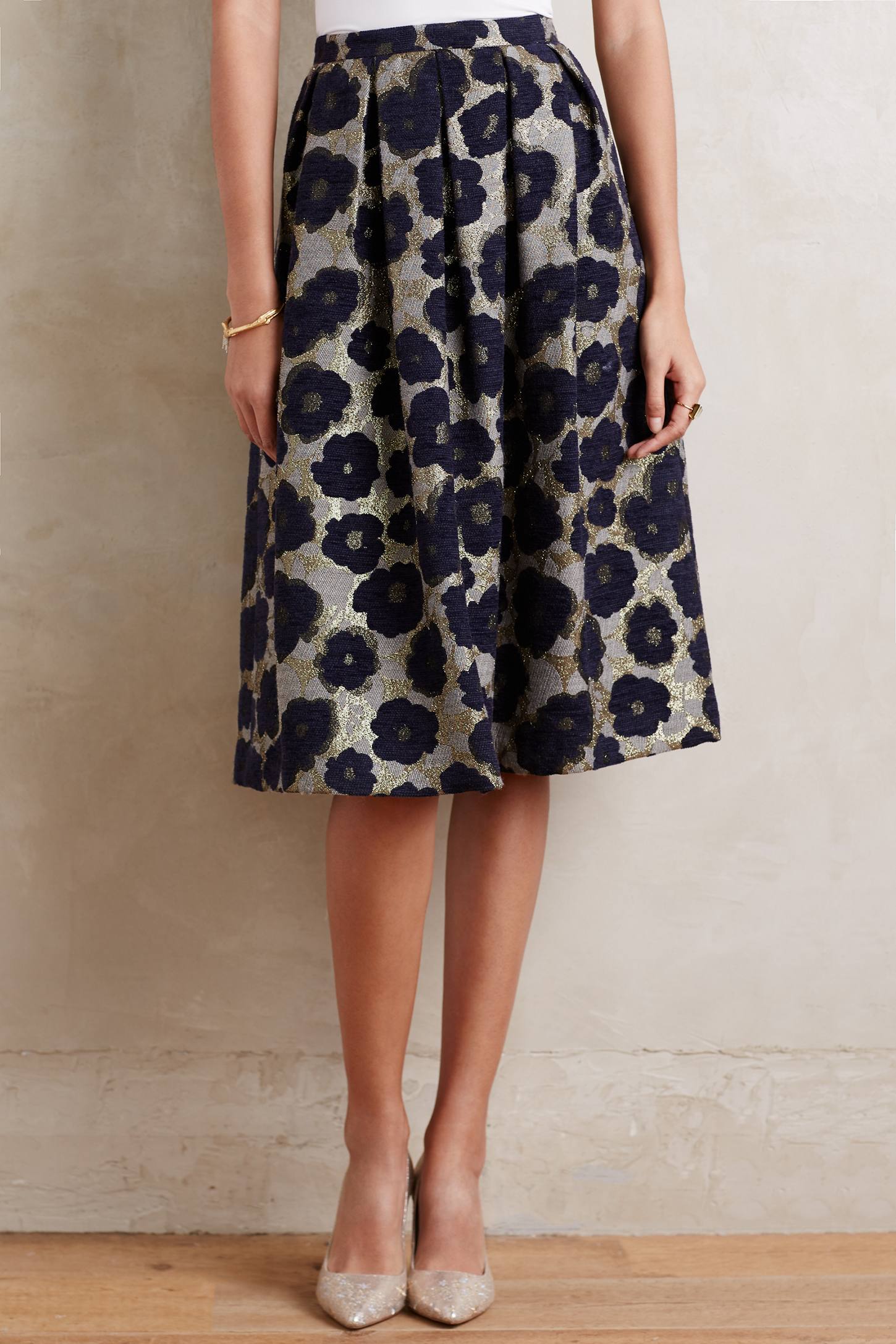Floral Brocade Midi Skirt