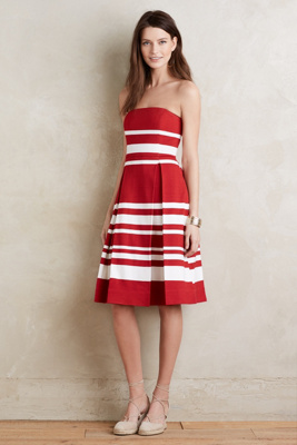 striped strapless dress
