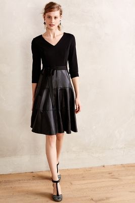Vegan Leather Fit-and-Flare Dress - anthropologie.com
