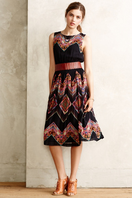 Patchworked Chevron Midi Dress