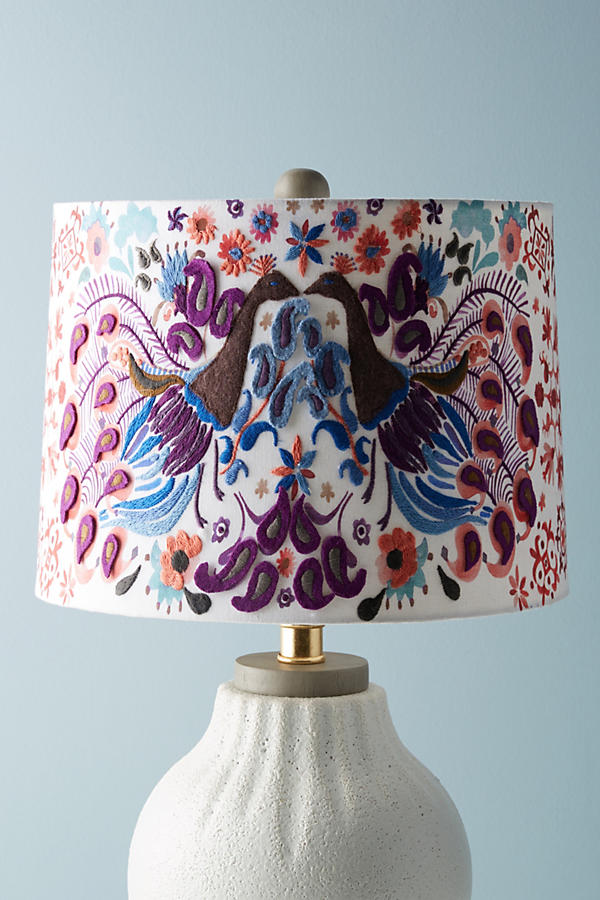 Peacock Badia Embroidered Lamp Shade Anthropologie | 2021 trends 