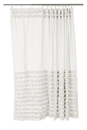 white ruffle shower curtain