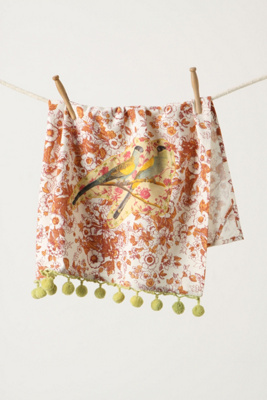 blue finches dishtowel