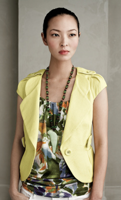 Vizcaya Jacket - Anthropologie.com :  curved hem wide lapel yellow elevenses
