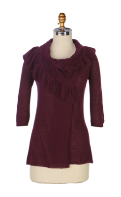 Ruffled Cowlneck Cardi
