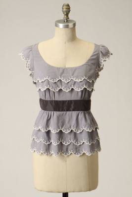 Wavelet Blouse - Anthropologie.com :  blouse scoopneck grey scalloped