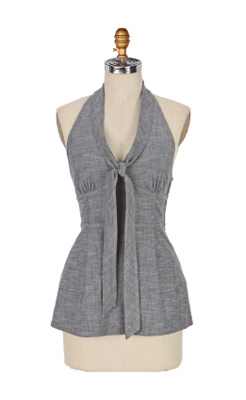 Tailored Halter - Anthropologie.com :  bow peplum denim anthropologie