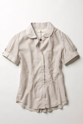 Skinny Striped Blouse - Anthropologie.com :  striped blouse neutral cotton