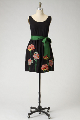 Cranesbill Dress - Anthropologie.com : geranium floral sateen green white