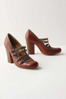 Cross Your T-Straps - Anthropologie.com :  pumps leather t strap stacked heel