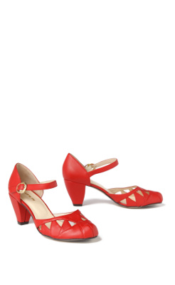 Crimson Cutout Heels - Anthropologie.com : cutouts midheel round toe traingle heels