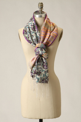 Duality Scarf - Anthropologie.com :  mixed prints yellow scarf orange