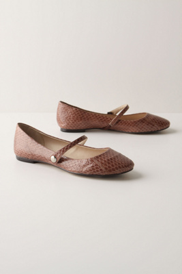 Amber Racer Flats  - Anthropologie.com : snap strap brown flats