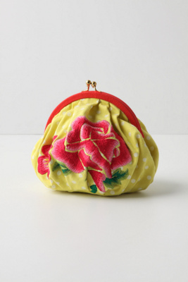 Dapper Dots Coin Purse - Anthropologie.com : poplin flower polka dot embroidered coin purse