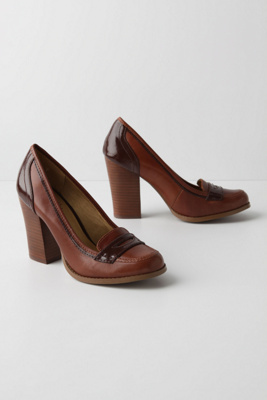Farmington Heels - Anthropologie.com : penny loafers preppy leather chunky heel heels