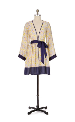New Day Robe - Anthropologie.com :  floral anthropologie contrast trim yellow