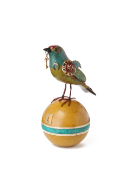 Gladiator Bird, Finch With Key - Anthropologie.com : finch ephemera relic vintage kitsch