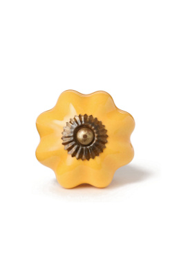 Ceramic Melon Knob, Antique Brass