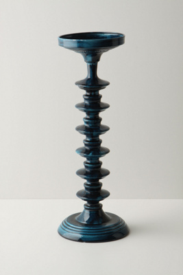 Pressed Sunflower Pillar Holder, Aqua