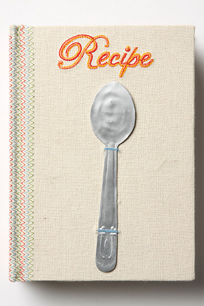 Recipe book with fake spoon on it