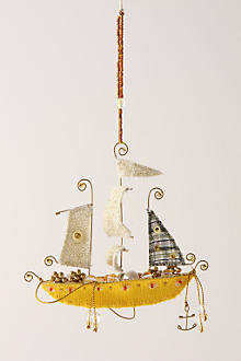 Pirate Ship Ornament, Gold