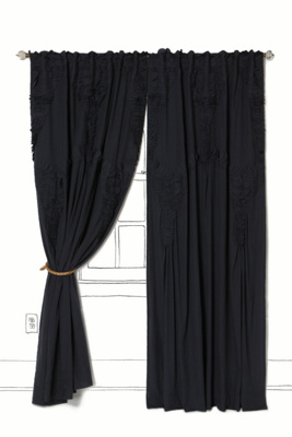 Scattering Petals Curtain, Dark Blue