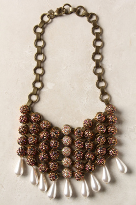 Rubis Bib Necklace, Pearl