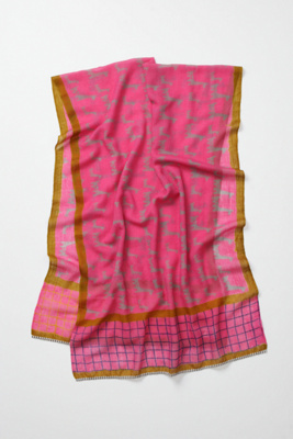 Bordered Bars Scarf, Pink - Anthropologie.com :  wool pink stripes colorful