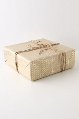 Kraft paper wrapping embellished with metallic markers, inspired by Anthropologie
