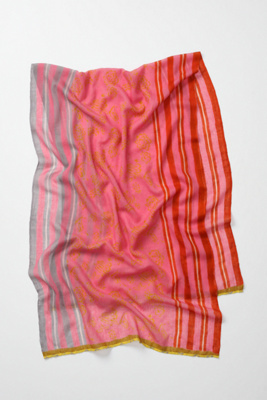 Bordered Bars Scarf, Rose - Anthropologie.com :  wool stripes colorful scarf