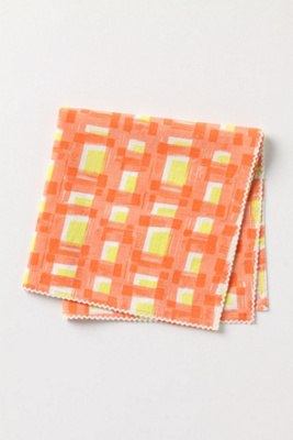 Chit & Chat Napkin, Orange Plaid