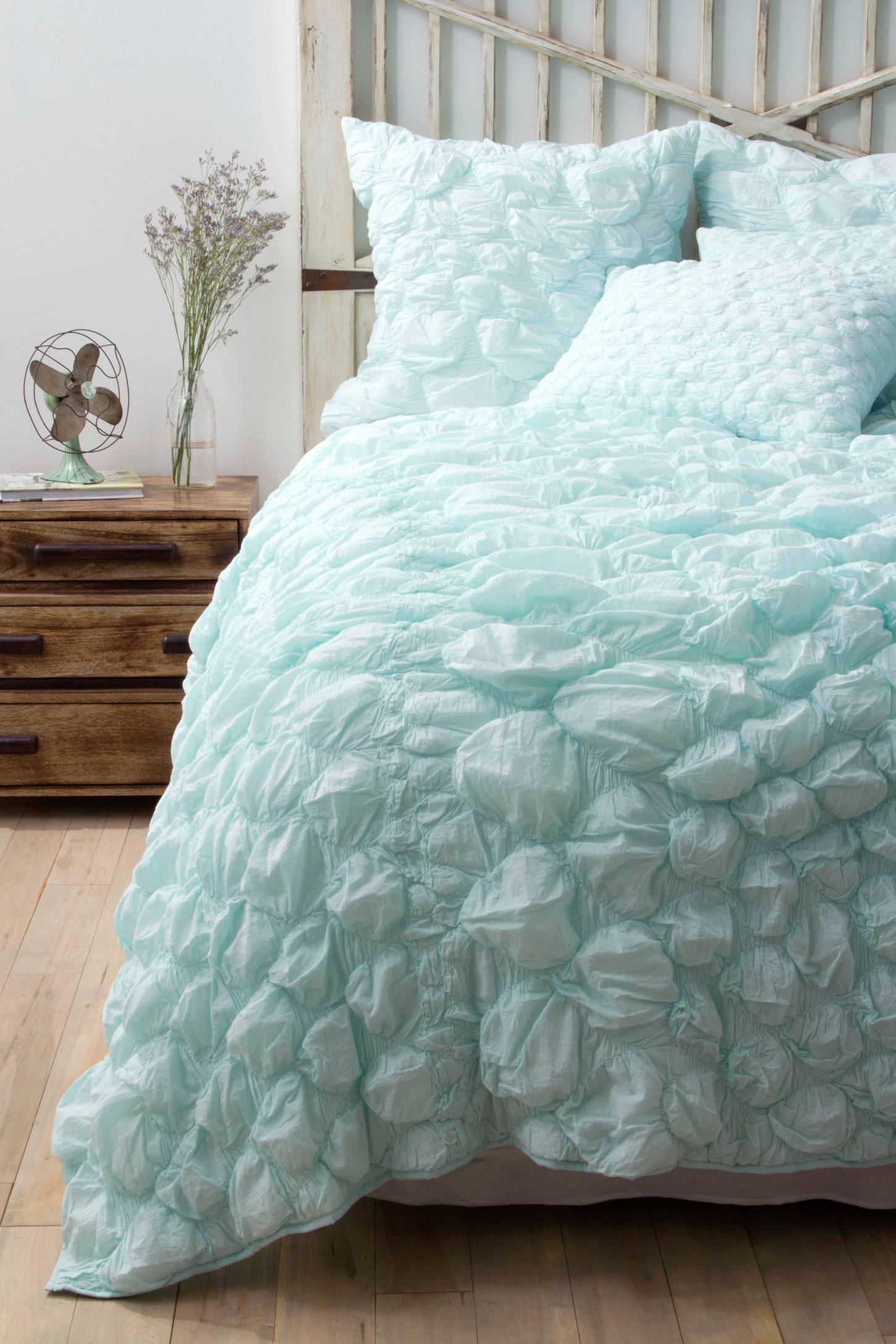 Blue fluffy bedding