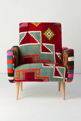 One Of A Kind Berr Armchair, Aqua Angles   Anthropologie