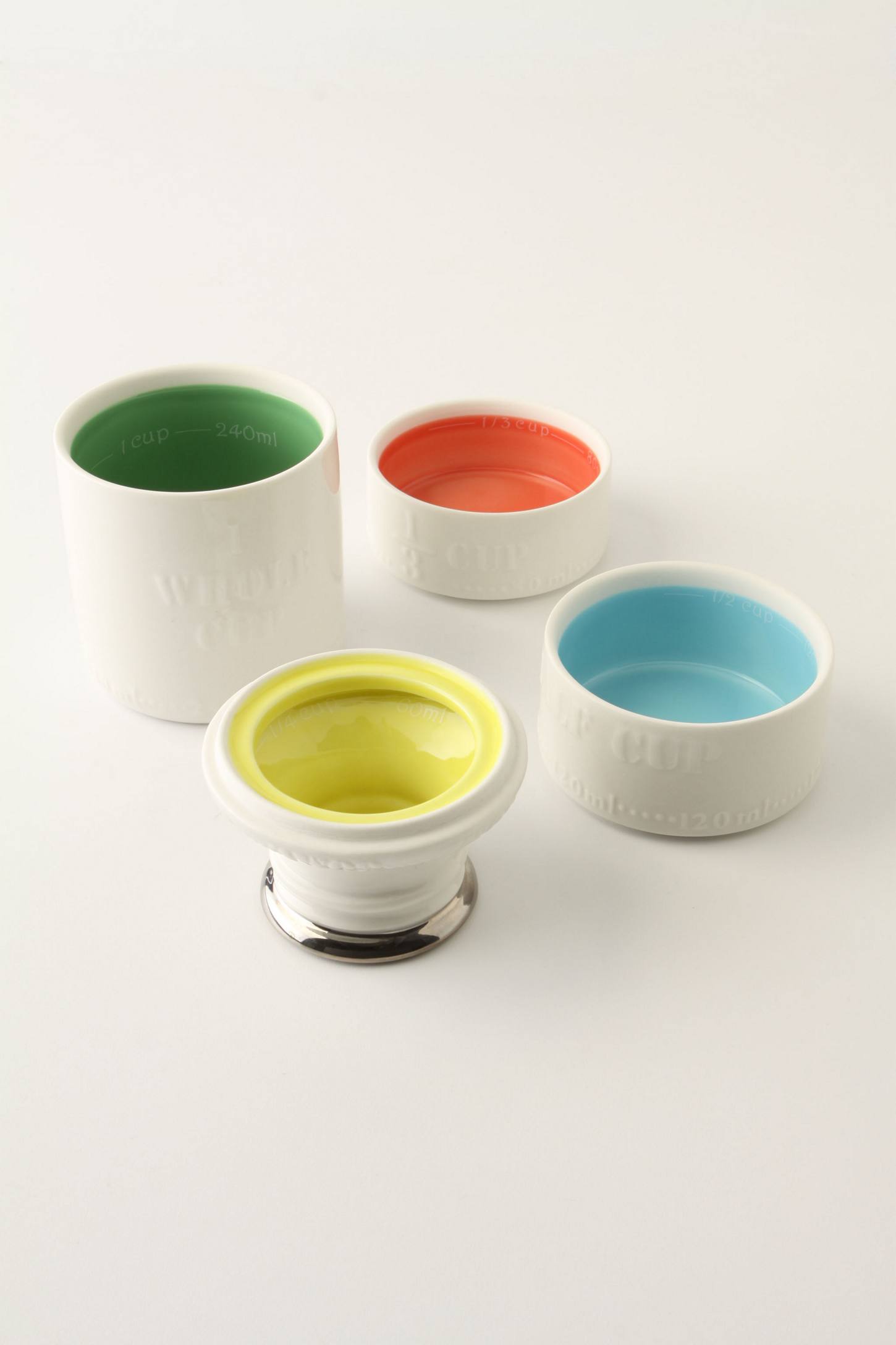 Milk carton measuring cups with colors inside
