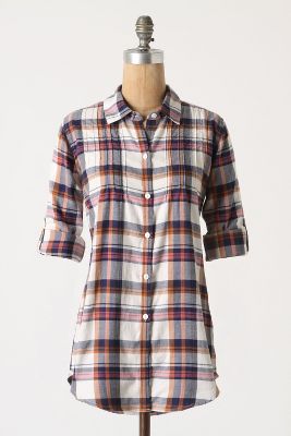 Pintucked Plaid Buttondown   Anthropologie