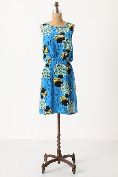 Anthropologie Blue Motif Palma Dress Sariah Carson Size 4  