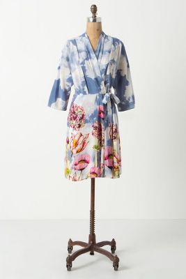 Hydrangea Silk Robe   Anthropologie