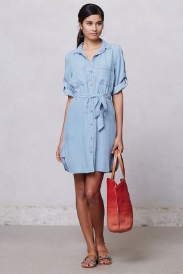 Belted Chambray Shirt Dress Anthropologie 