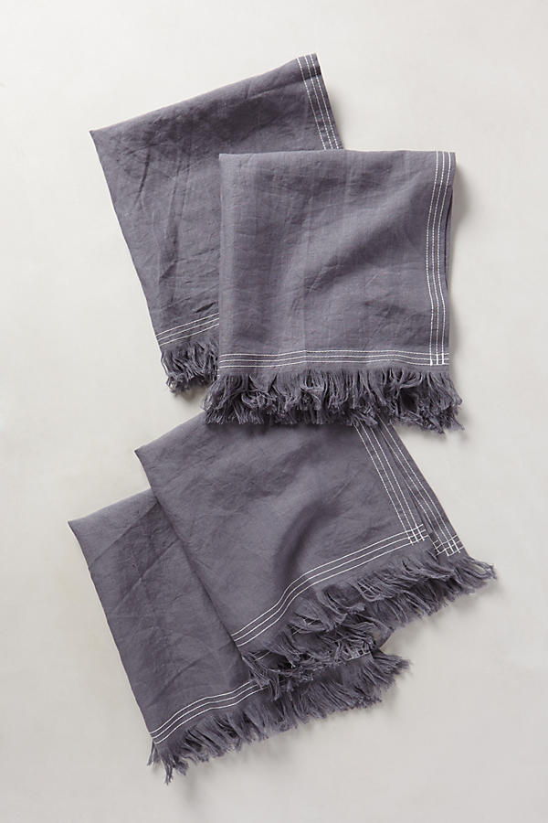Slide View: 1: Stitched Linen Napkin Set