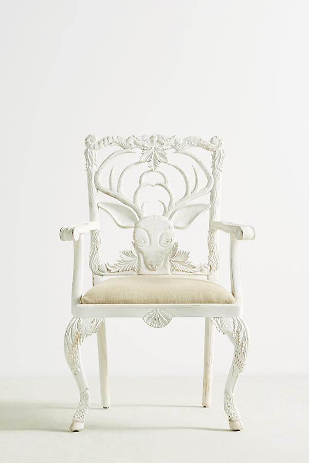 Slide View: 1: Handcarved Menagerie Deer Armchair