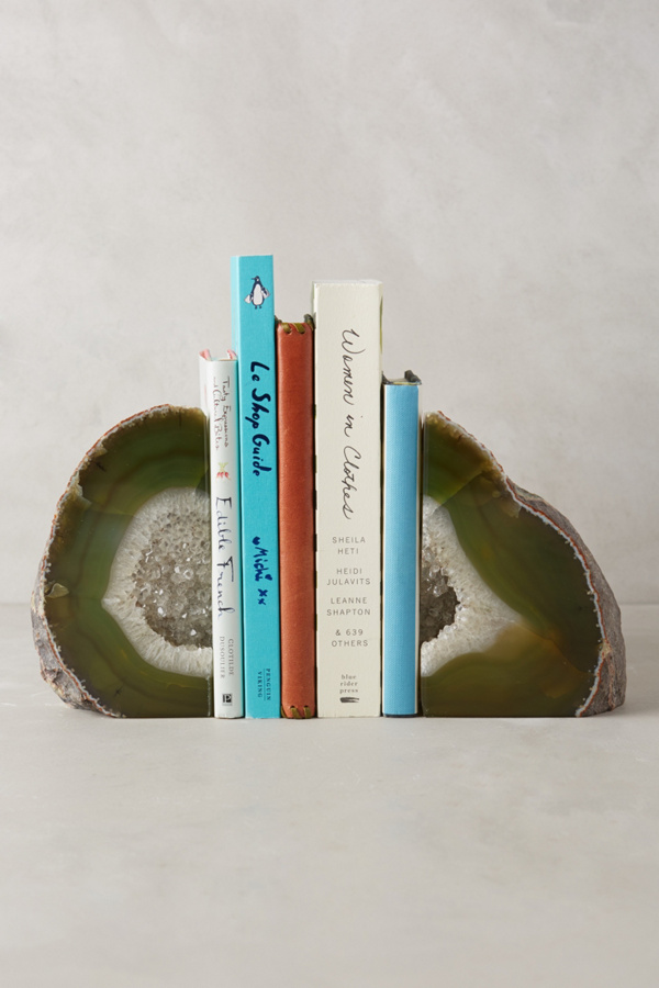 hand-cut agate bookends