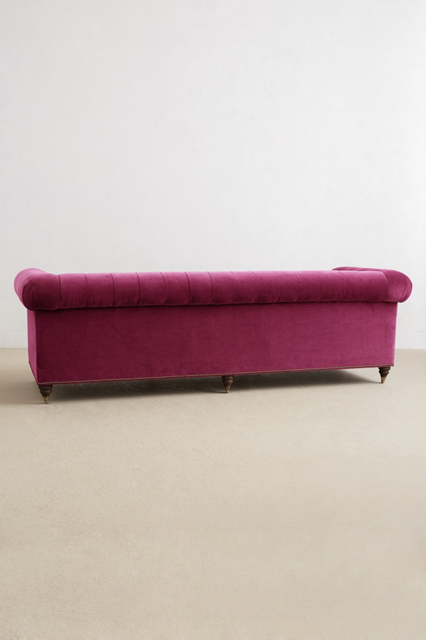 Velvet Lyre Chesterfield Sofa, Hickory | Anthropologie