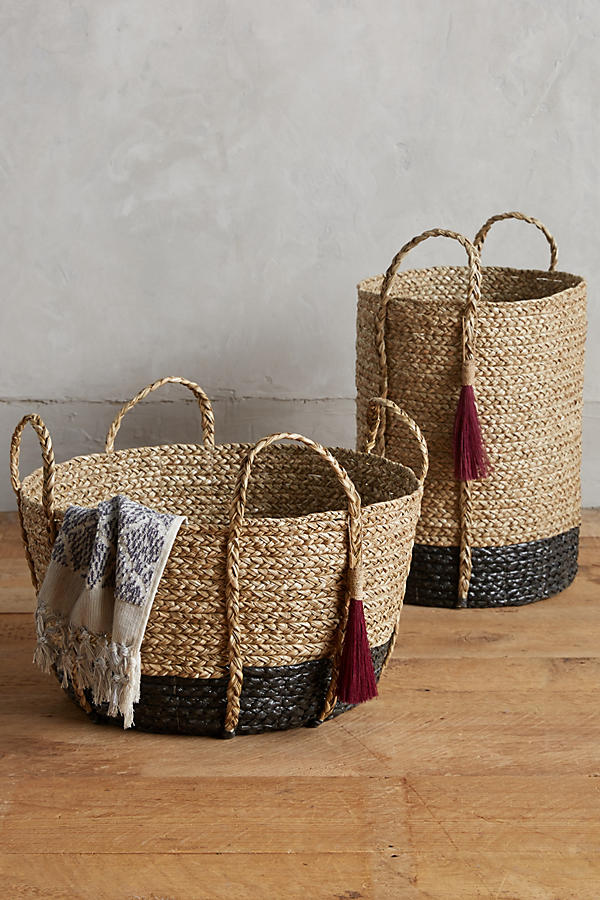 Slide View: 1: Balinese Tassel Basket