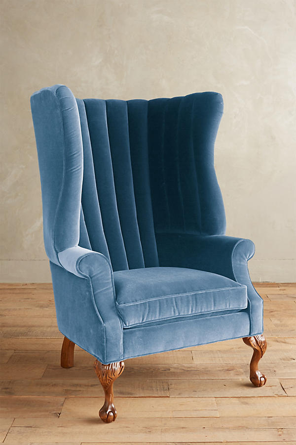 Slide View: 1: Velvet English Fireside Chair