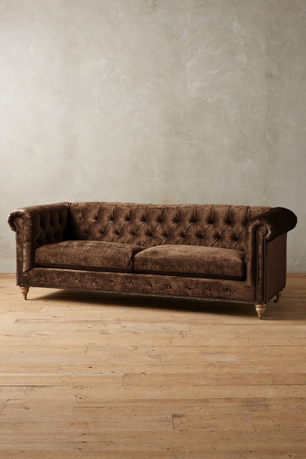 Velvet Lyre Chesterfield Sofa, Wilcox | Anthropologie