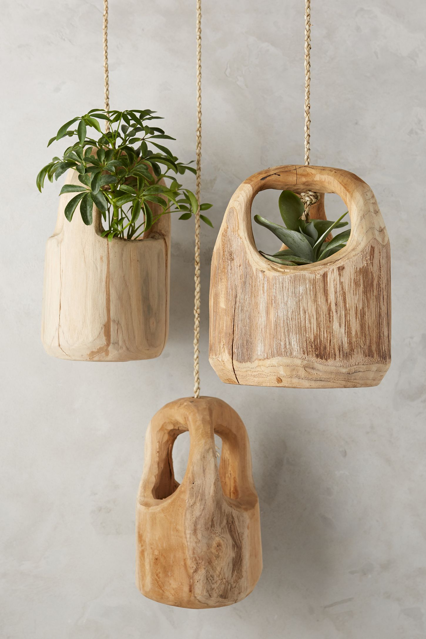 Teak Wood Hanging Planter Anthropologie