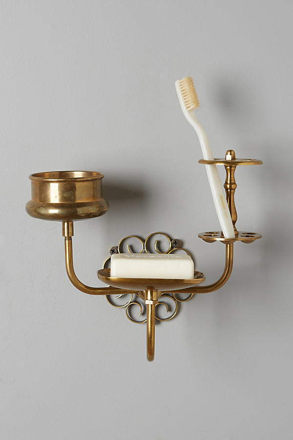Slide View: 1: Brass Trinket Bath Caddy