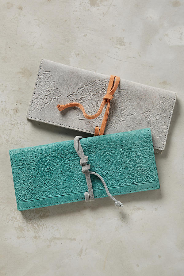 Embossed Suede Pencil Pouch