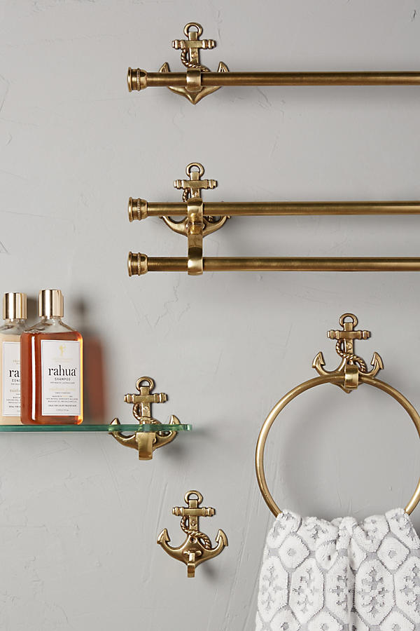 Slide View: 2: Brass Anchor Towel Ring